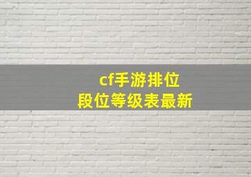 cf手游排位段位等级表最新