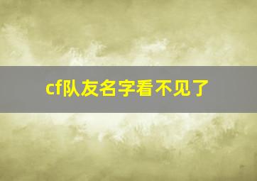 cf队友名字看不见了