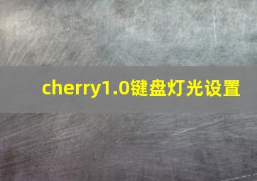 cherry1.0键盘灯光设置