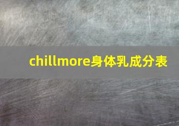 chillmore身体乳成分表