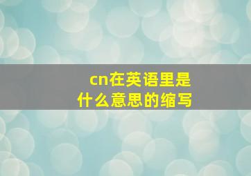 cn在英语里是什么意思的缩写