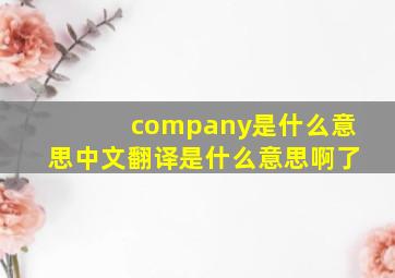 company是什么意思中文翻译是什么意思啊了