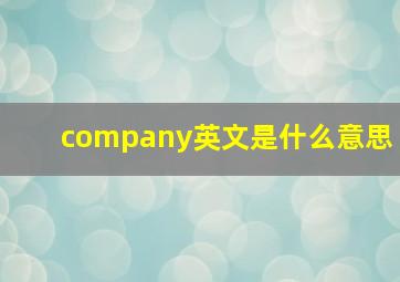 company英文是什么意思