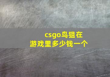 csgo鸟狙在游戏里多少钱一个