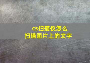 cs扫描仪怎么扫描图片上的文字