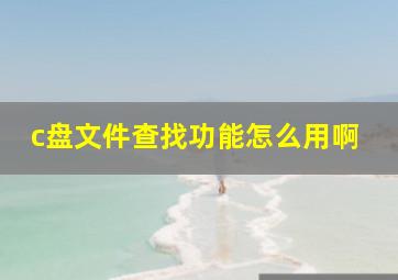 c盘文件查找功能怎么用啊