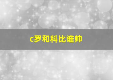 c罗和科比谁帅