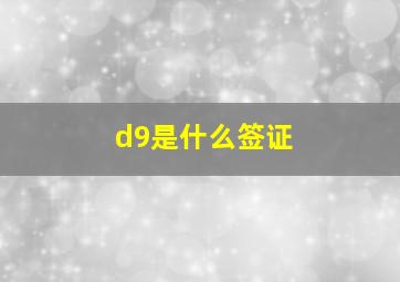 d9是什么签证