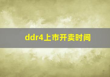 ddr4上市开卖时间