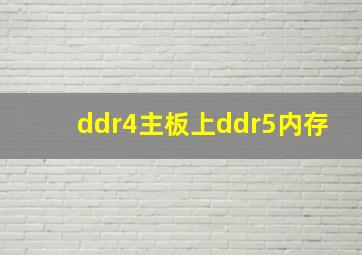 ddr4主板上ddr5内存