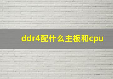 ddr4配什么主板和cpu