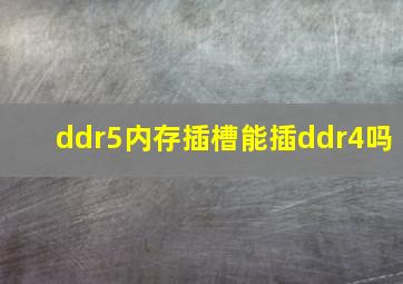 ddr5内存插槽能插ddr4吗