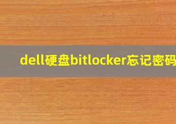 dell硬盘bitlocker忘记密码