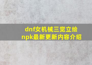 dnf女机械三觉立绘npk最新更新内容介绍