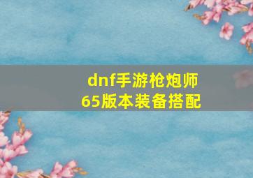 dnf手游枪炮师65版本装备搭配