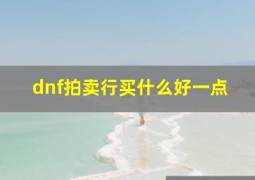 dnf拍卖行买什么好一点