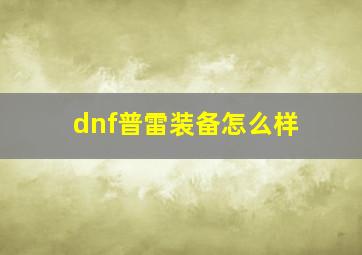 dnf普雷装备怎么样