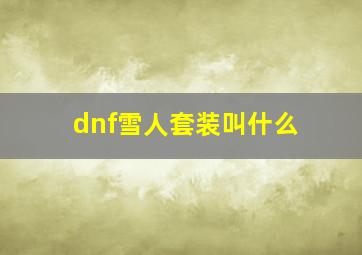 dnf雪人套装叫什么