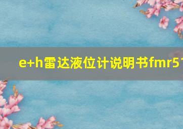 e+h雷达液位计说明书fmr51