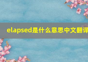 elapsed是什么意思中文翻译