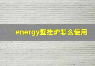 energy壁挂炉怎么使用