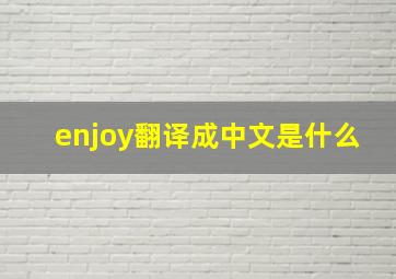 enjoy翻译成中文是什么