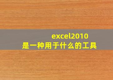 excel2010是一种用于什么的工具