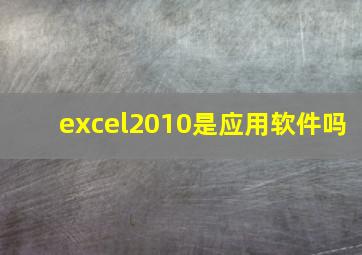 excel2010是应用软件吗