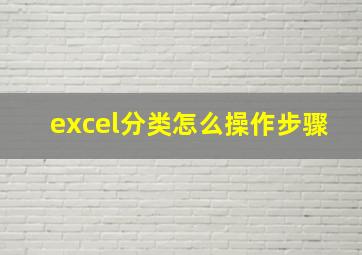 excel分类怎么操作步骤