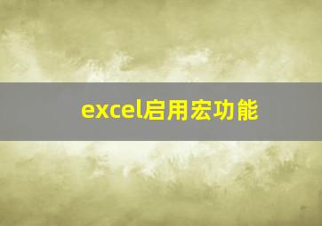 excel启用宏功能