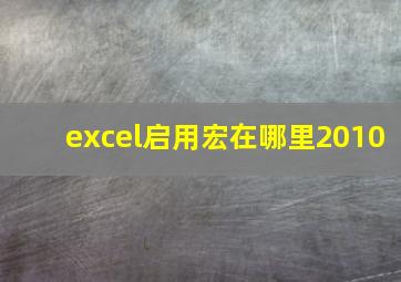 excel启用宏在哪里2010