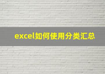 excel如何使用分类汇总