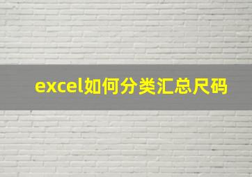 excel如何分类汇总尺码