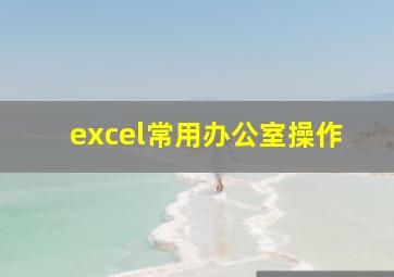 excel常用办公室操作