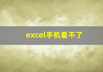 excel手机看不了