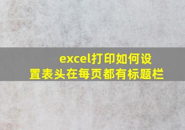 excel打印如何设置表头在每页都有标题栏