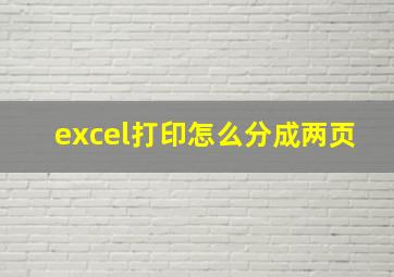 excel打印怎么分成两页