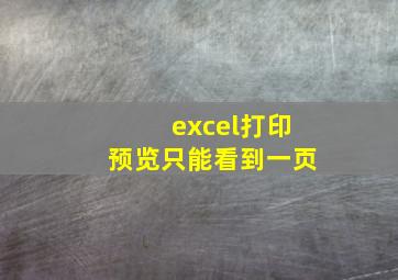 excel打印预览只能看到一页