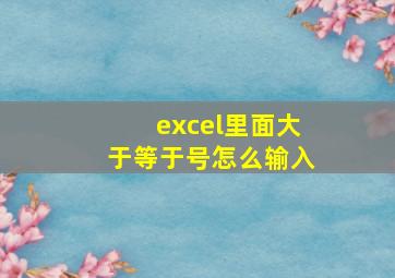 excel里面大于等于号怎么输入