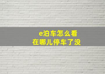 e泊车怎么看在哪儿停车了没