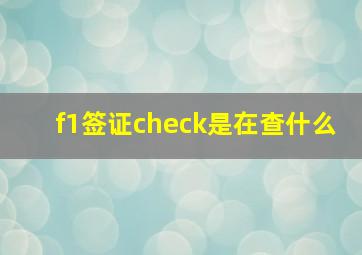 f1签证check是在查什么