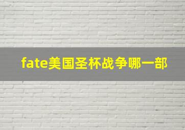 fate美国圣杯战争哪一部