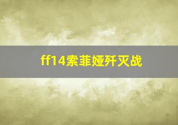 ff14索菲娅歼灭战