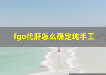 fgo代肝怎么确定纯手工