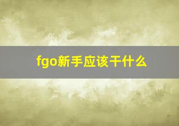 fgo新手应该干什么