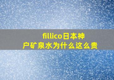 fillico日本神户矿泉水为什么这么贵