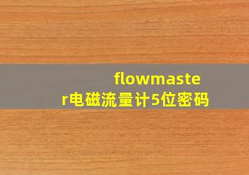 flowmaster电磁流量计5位密码