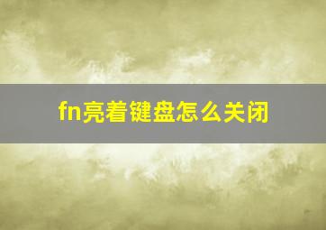 fn亮着键盘怎么关闭