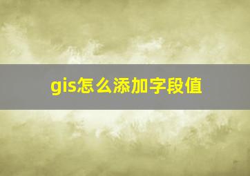 gis怎么添加字段值