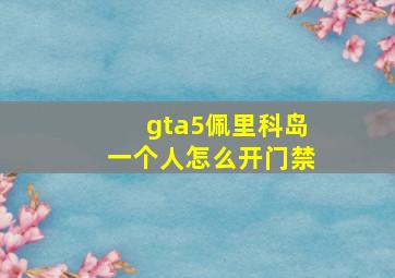 gta5佩里科岛一个人怎么开门禁